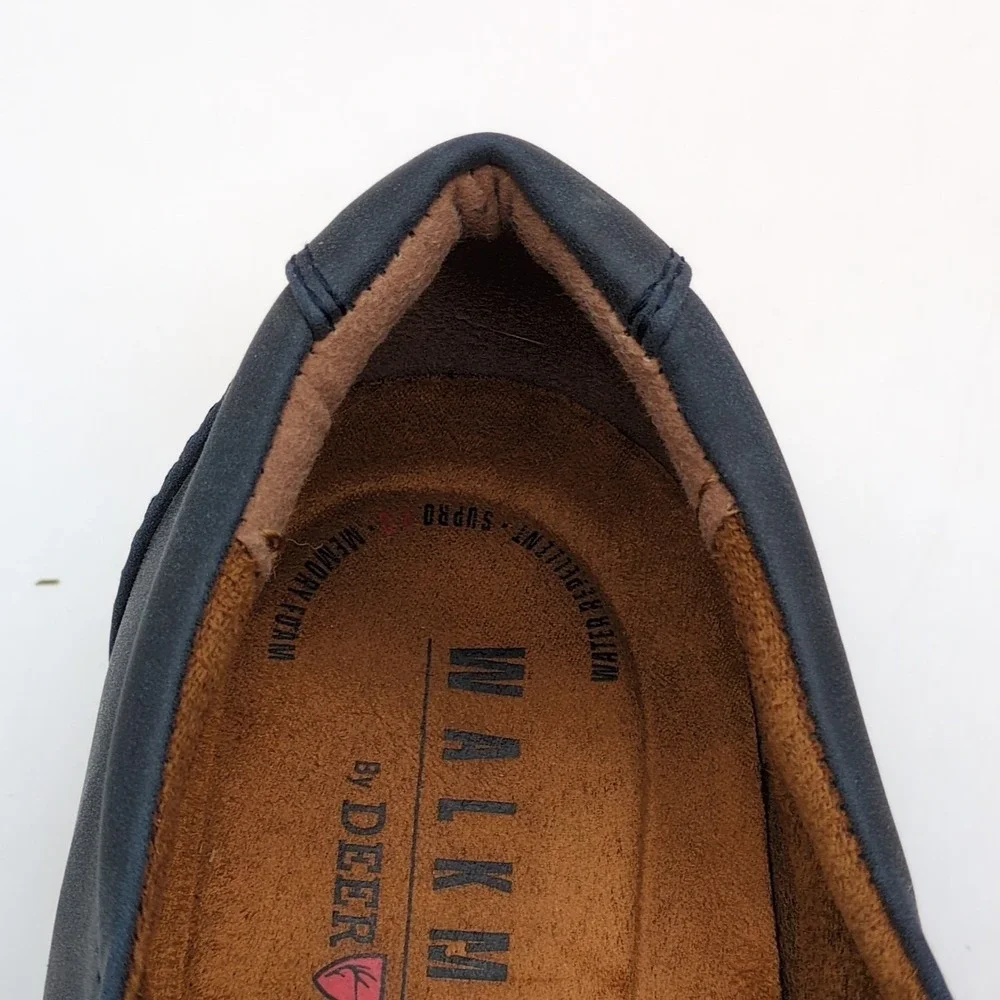 Deer Stags Shoes Mens Walkmaster Blue 10.5 Wide Leather Oxfords Memory Foam